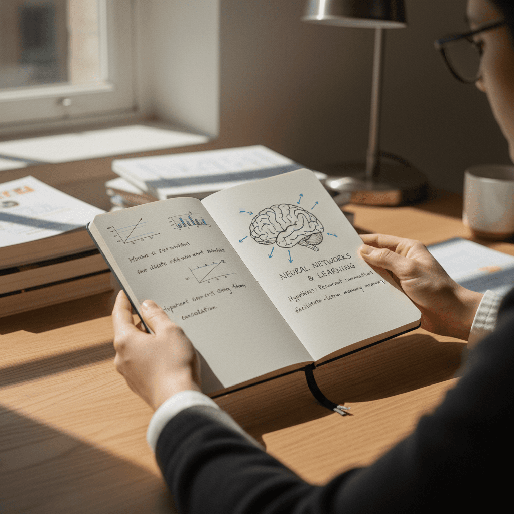 Quaderno con appunti e penna su scrivania